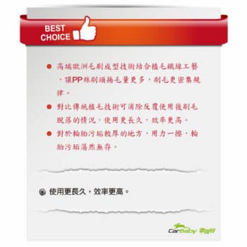 潔車樂 密集毛鋼圈刷 4046R
