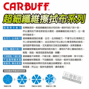 CARBUFF 車癡鍍膜下蠟專用布(藍) 35x60cm｜MH-8050