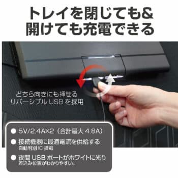 日本EXEA 雙USB車充 多功能後座餐飲架 EB-213