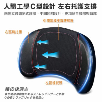 日本 BONFORM 超彈力柔韌皮革雙拼低反發記憶棉腰墊