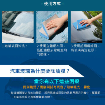 CARBUFF 雙用玻璃除油膜擦拭布 30x30cm｜MH-8328