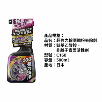 CARMATE C160超強力輪圈鐵粉去除劑 500ml